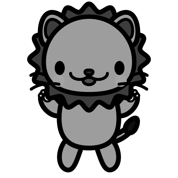 モノクロでかわいいライオンの無料イラスト 商用フリー オイデ43