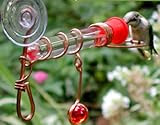 Single Tube Window Hummingbird Feeder with Decorative Red Marble