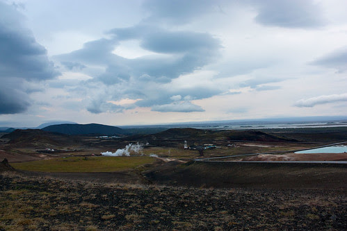 overlooking the town of M√Ωvatn