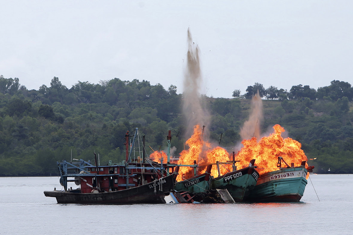 Indonesia blows up foreign boats caught fishing illegally 