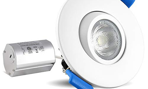 Exclusive Discount 80% Offer Luxrite 2 Inch Gimbal LED Recessed Light with Junction Box, 5W, 3000K Soft White, 400 Lumens, Dimmable Downlight, Energy Star & IC Rated, Damp Location - Adjustable Recessed Lighting