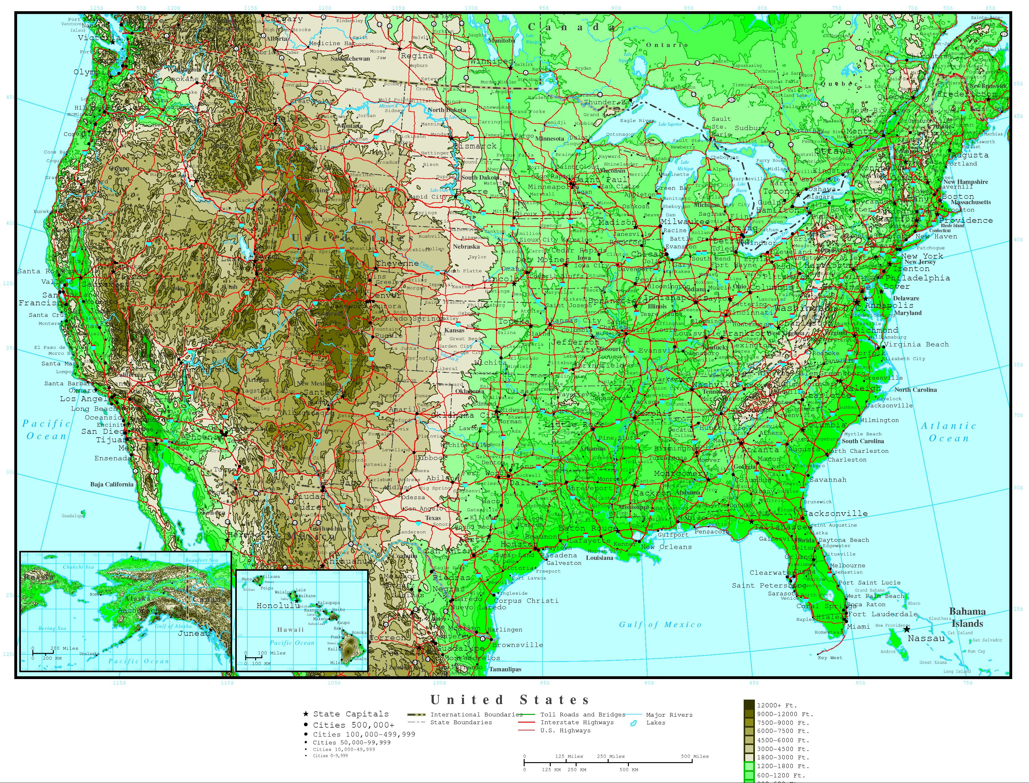Topography Map Of The United States United States Elevation Map