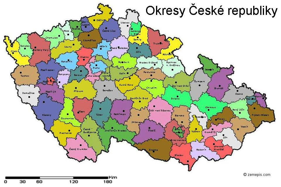 mapa okresů čr s okresními městy Mapa okresů ČR s okresními městy mapa okresů čr s okresními městy