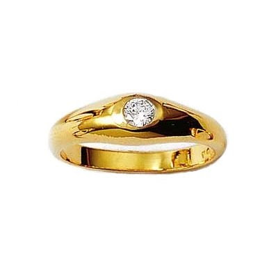  Bague Jonc Solitaire 6 mm Oxyde de Zirconium Plaqué Or - Taille 64
