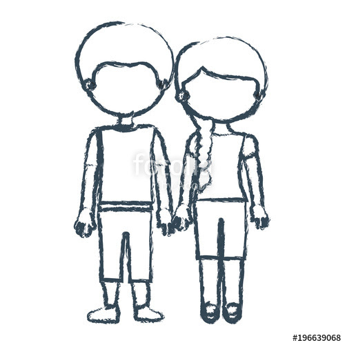 Girl And Boy Holding Hands Drawing Free Download On Clipartmag