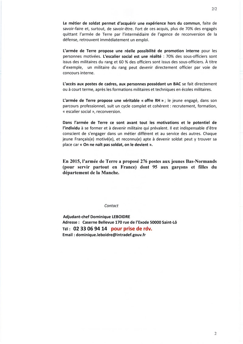 lettre de motivation armee