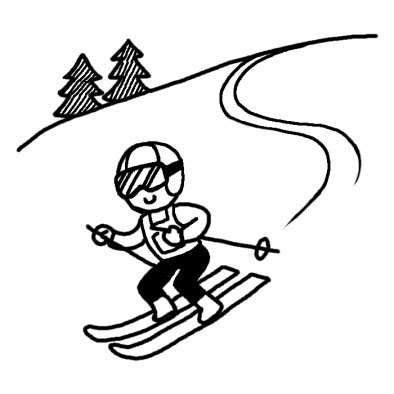 スキー2 雪のスポーツ 人物 無料 白黒イラスト素材
