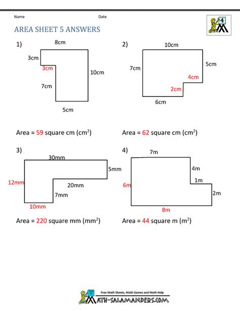  area worksheets