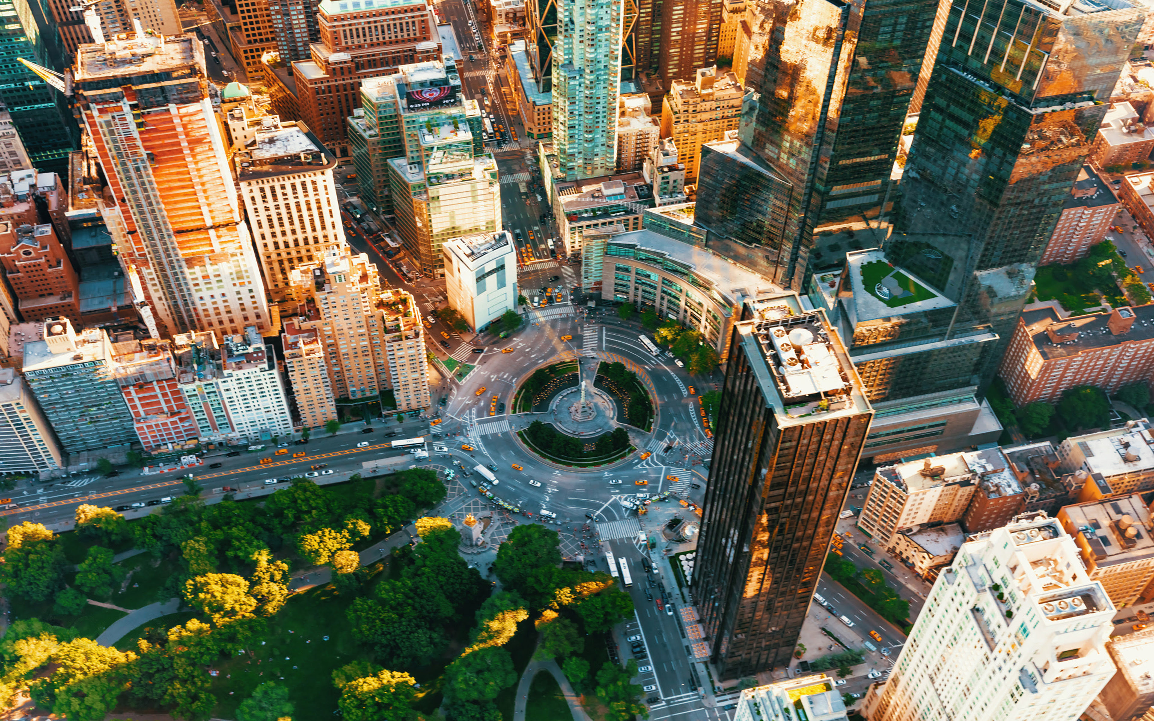 Columbus Circle In New York City Aerial View 4k Ultra Hd Wallpaper For