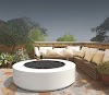 Mid Century Outdoor Fire Pit / Modfire Midcentury Modern Style Fire Pits Hand Made In The Usa Retro Renovation / Townsgate outdoor brown wicker hourglass side table.
