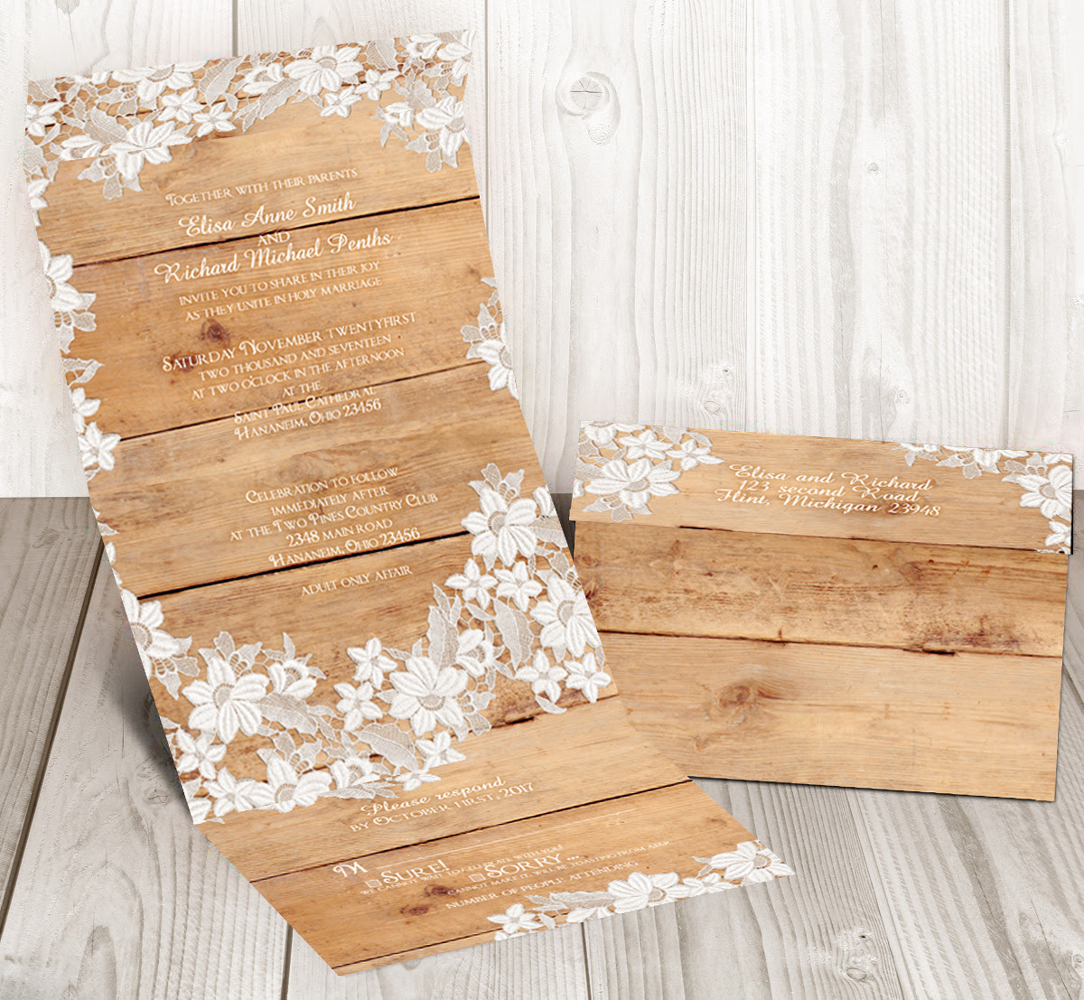 Rustic Seal and send wedding invitation – Washington design