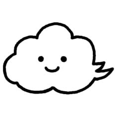 曇り1 お天気 ミニカット 無料 白黒イラスト素材