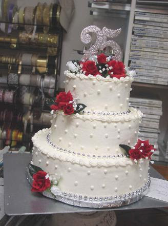 Above is a 25th anniversary cake with dots. Below is a 50th