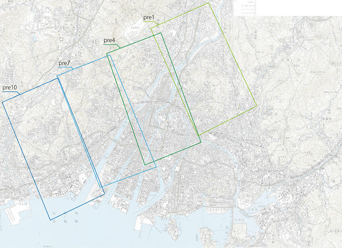 原爆投下前後の広島市空撮indexmap
