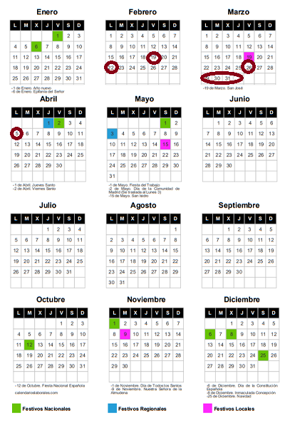 Calendrier Laboral 2022