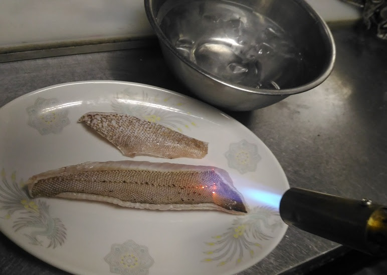 アコウ キジハタ の炙り 明石タコのから揚げ Go Go Fishing