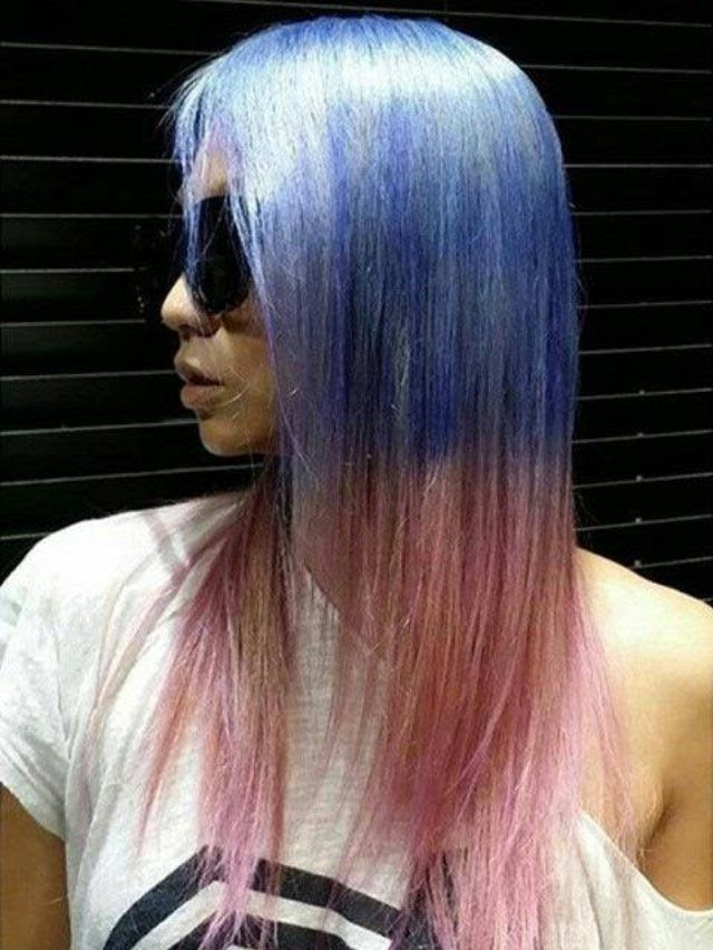ブルーバイオレット フラミンゴピンクのド派手ヘアカラーにチェンジ