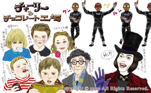 映画 チャーリーとチョコレート工場 似顔絵イラスト制作 イラスト