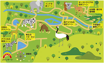 九州じゃらん 3月号平川動物公園園内マップ 公式 イラストレーター アライヨウコ Webサイト