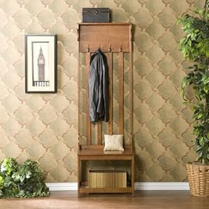 Amazon.com - Wood Hall Tree Coat Rack Entry Way Bench - Coat Stands