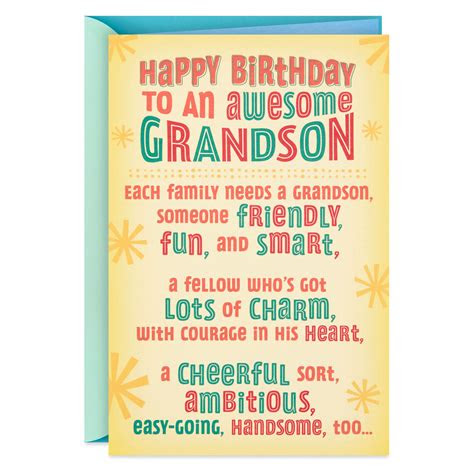  cheerful handsome fun smart grandson birthday card greeting cards