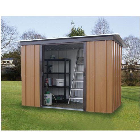 Buy Yardmaster Tall Woodgrain Effect Metal Pent Shed ...