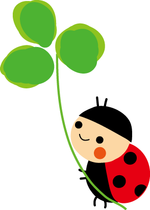 てんとう虫とクローバーのイラスト 無料イラスト フリー素材