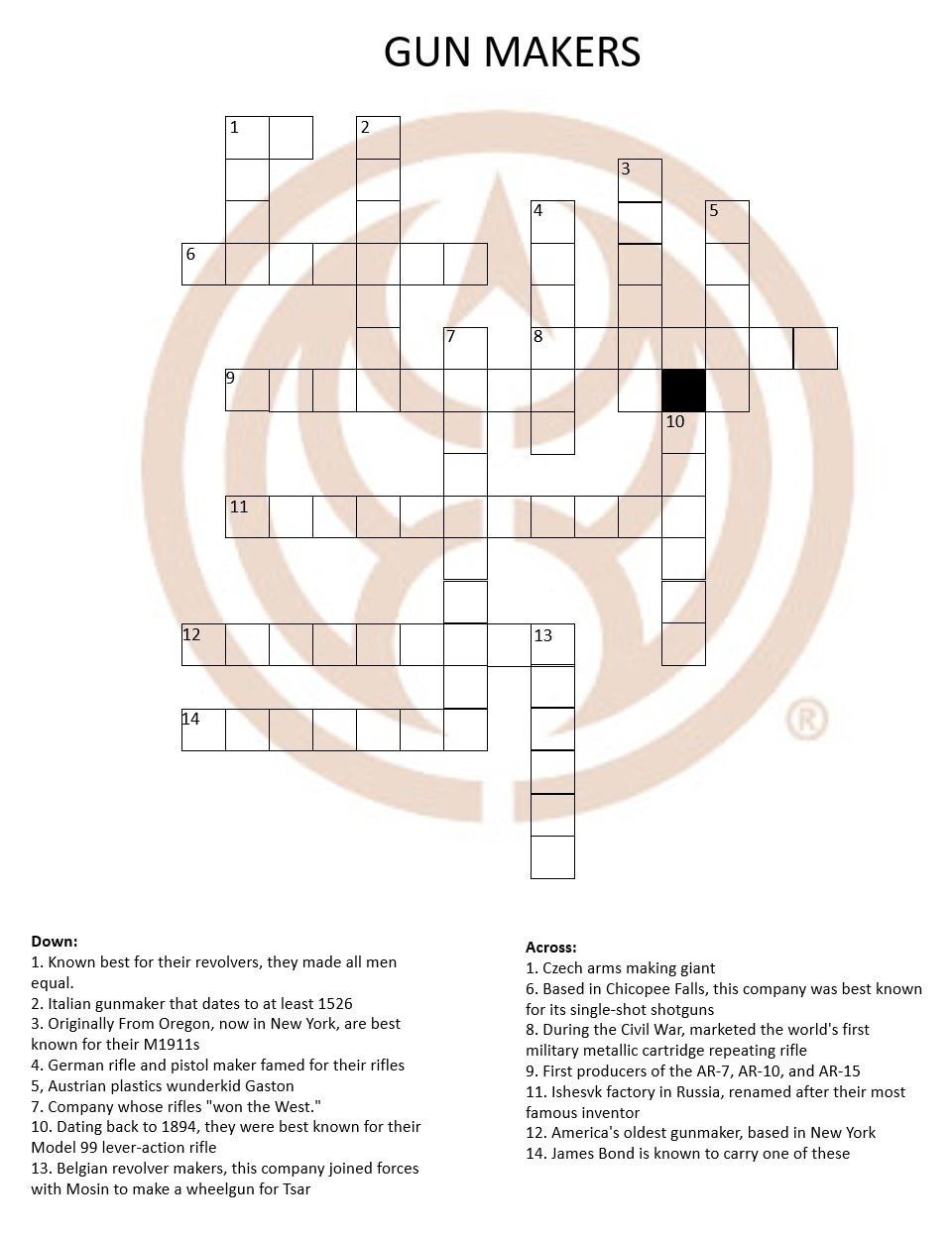 Test Your Knowledge: Gun Maker Crossword Puzzle - USA Gun Blog