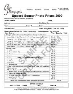 youth sports photography order form | 12 team order form