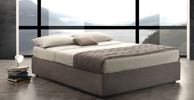Letto contenitore Easy in tessuto con vano cassone e rete ...