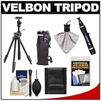 Velbon VS-443D 63.39' Aluminum Tripod with Geared Tilt Column, Ballhead & Case with Cleaning Kit