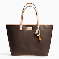 METRO SAFFIANO LEATHER TOTE - COACH f24341 - SILVER/MAHOGANY