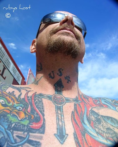 cross tattoos on back of neck. USA amp; Cross Tattoo neck