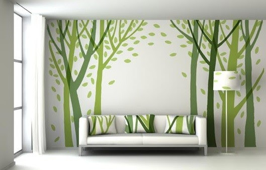Wall Stickers : Green Wall Decor Ideas for Living Room - Modern ...