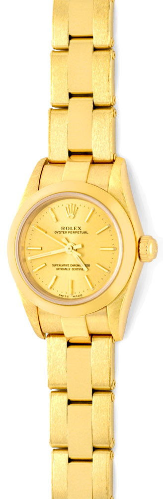 Originalfoto ROLEX GELBGOLD DAMEN-ARMBANDUHR OYSTER PERPETUAL