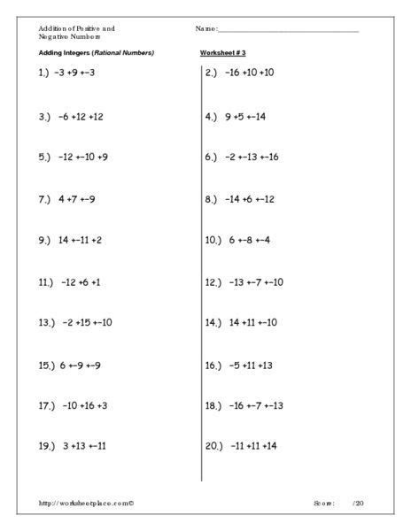 rational numbers worksheets 7th grade negative numbers worksheet