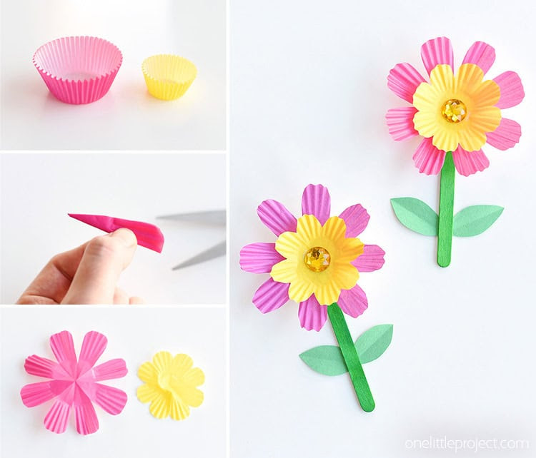 Simple Cupcake Liner Flowers Tutorial - One Little Project