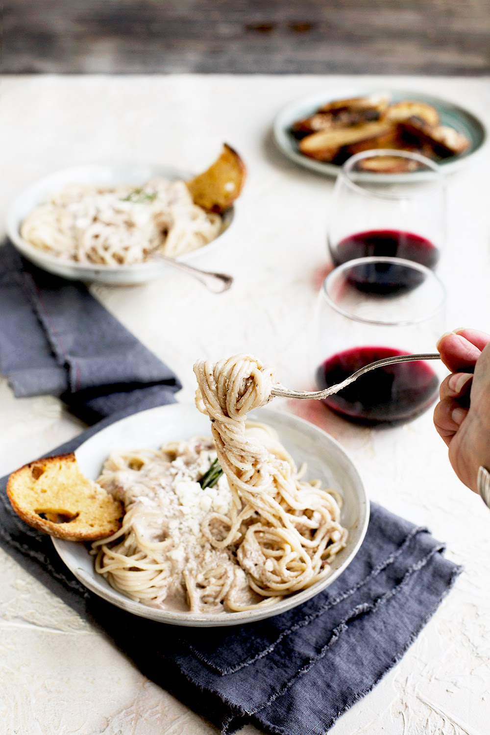 Gorgonzola Rosemary Pesto Cream Sauce over Brown Rice