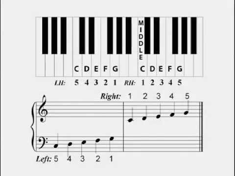 C Major 5 Finger Position on the Staff and Keys.mp4 - YouTube