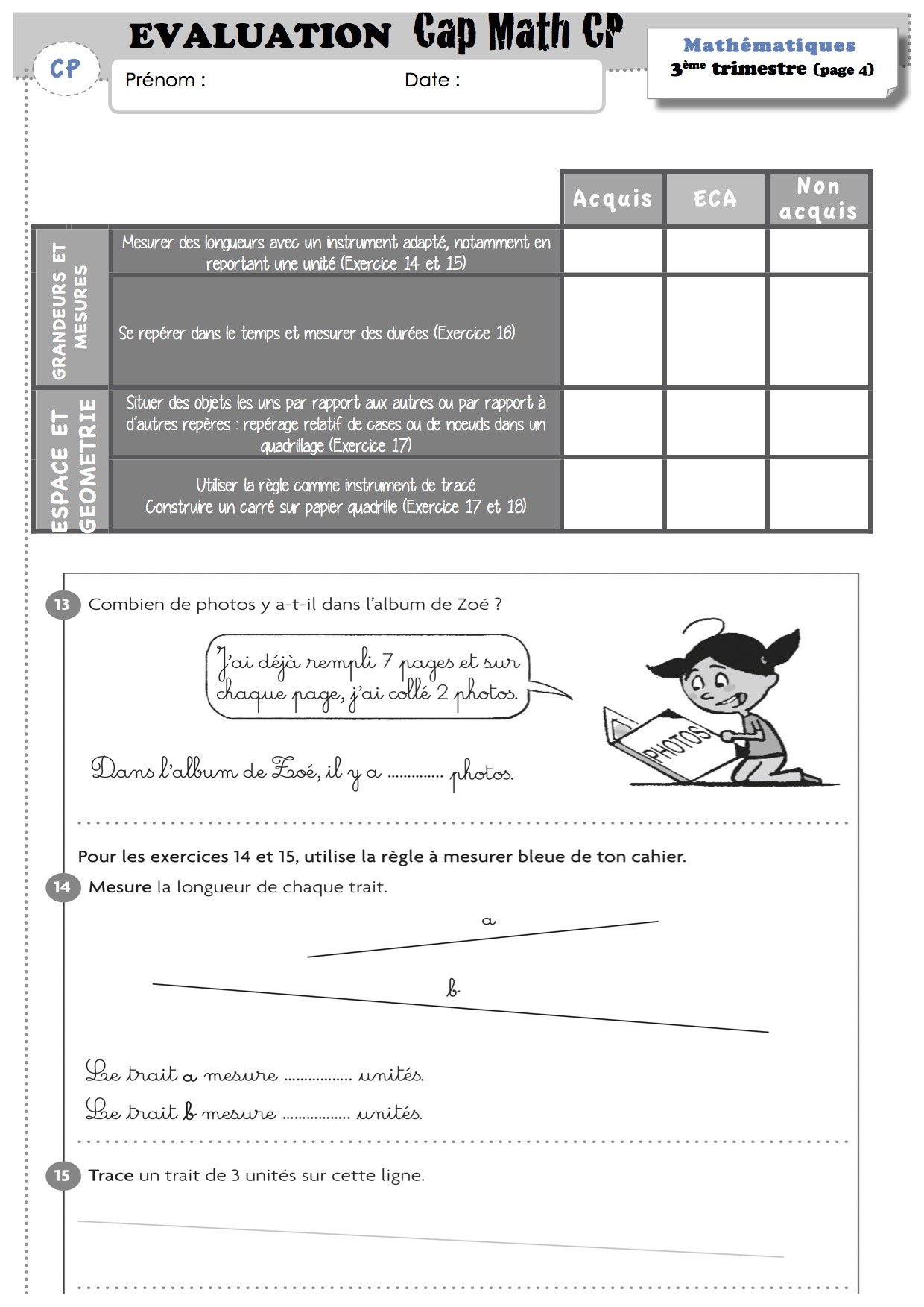 Evaluation Cap Math Cp 3eme Trimestre La Classe De Luccia