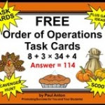 Free Thanksgiving Math Order of Operations Task Cards