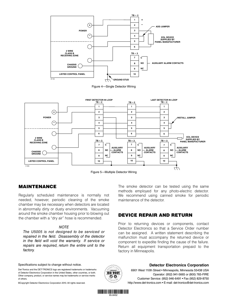 Maintenance, Device repair and return, Detector ...