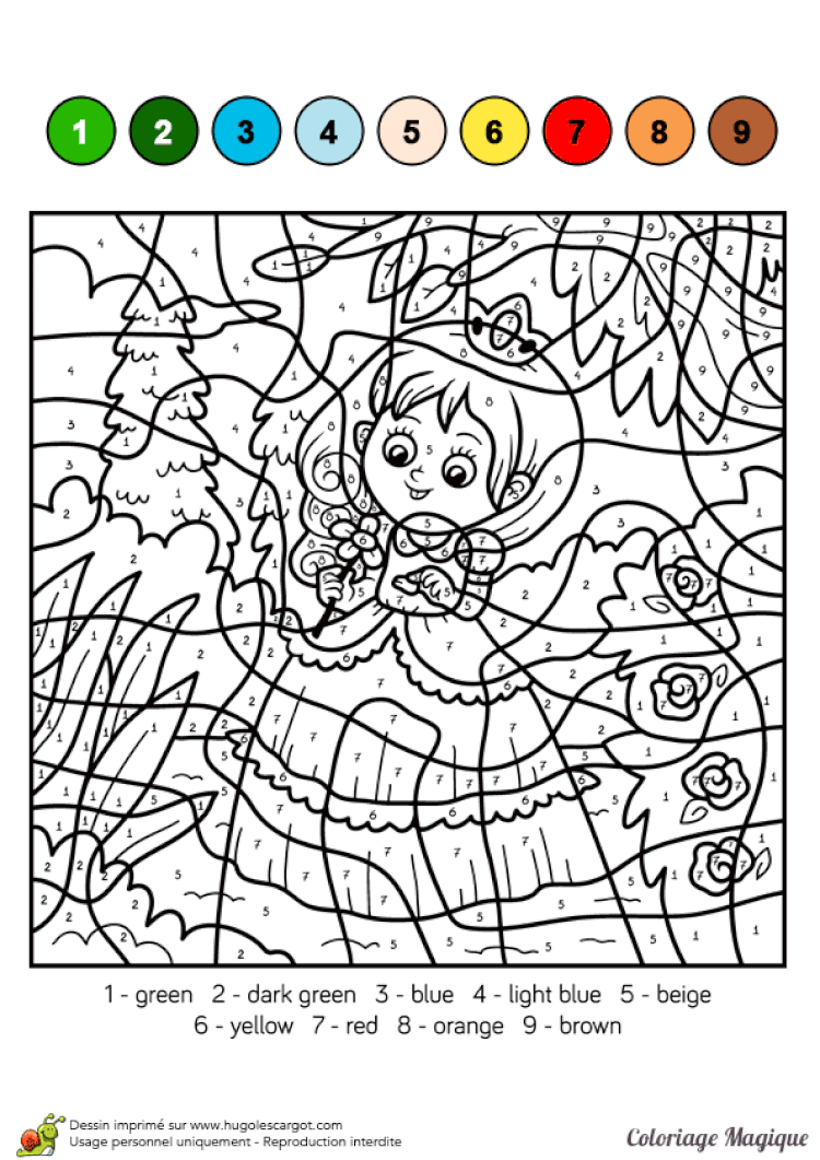 Coloriage d un Coloriage Magique CM1 princesse des fleurs