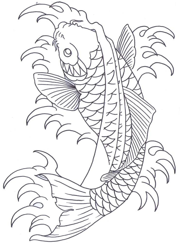 Download Koi Outline By IAmTheSorrow On DeviantART - Coloring Home