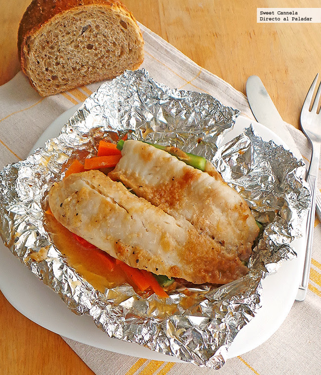 Pescado papillote con verduras