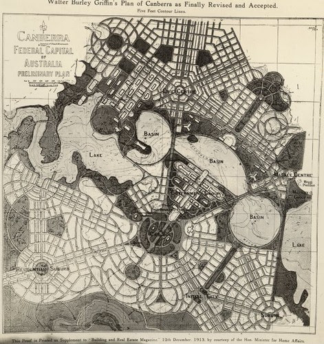 Walter Burley Griffin's Plan of Canberra as finally revised and accepted 1913