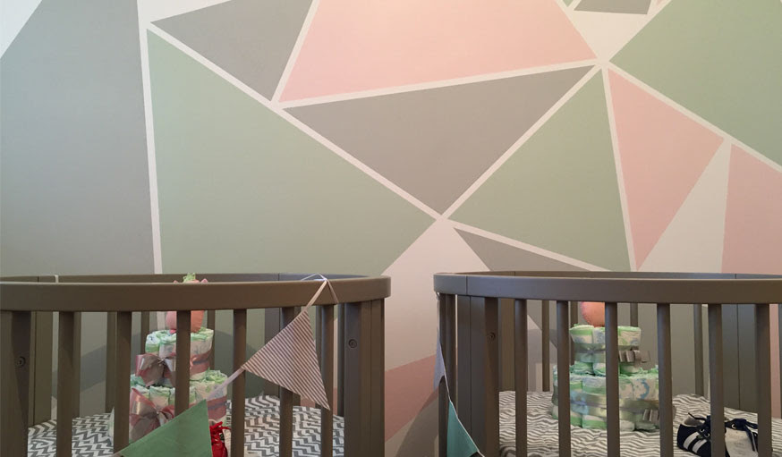 34 Mur Peinture Triangle Rose Et Gris