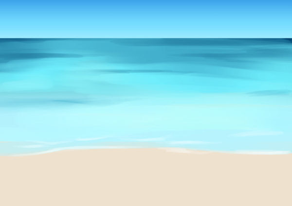 海の描き方 浜辺の海を着彩する