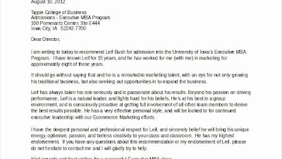 Sample Recommendation Letter For Sales Executive