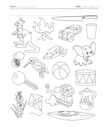Color The Picture Which Start With Letter K Printable